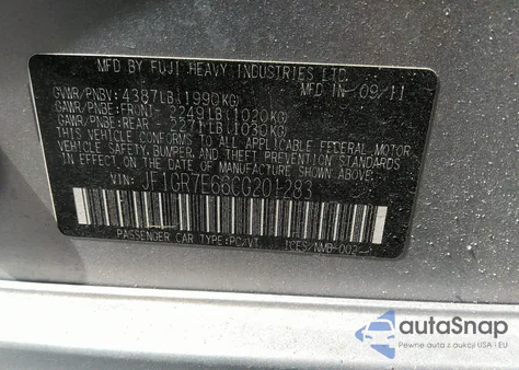 2012 Subaru Impreza Wagon Wrx Wrx Premium z USA, uszkodzony, nr VIN JF1GR7E66CG201283